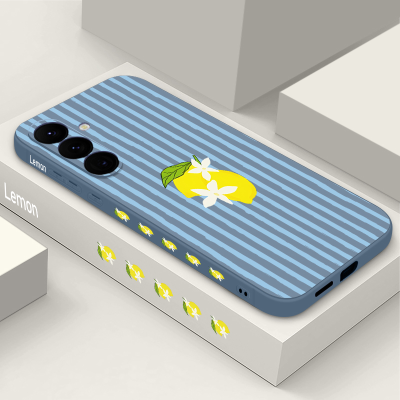 Samsung Galaxy A55 - Stripe Lemon Print TPU Phone Case